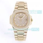 Fully Iced Out Patek Philippe Replica Nautilus Diamond Watch Full Gold Diamond